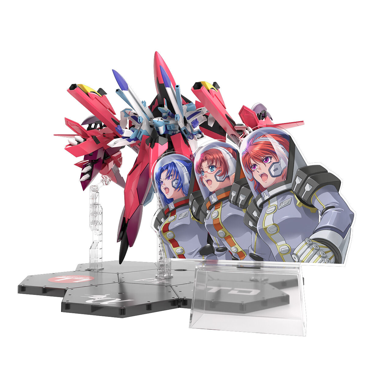 SMP [SHOKUGAN MODELING PROJECT] SUPER ROBOT WARS OG IBIS & TSUGUMI & SLEIGH CUT IN ACRYLIC STAND W/O GUM