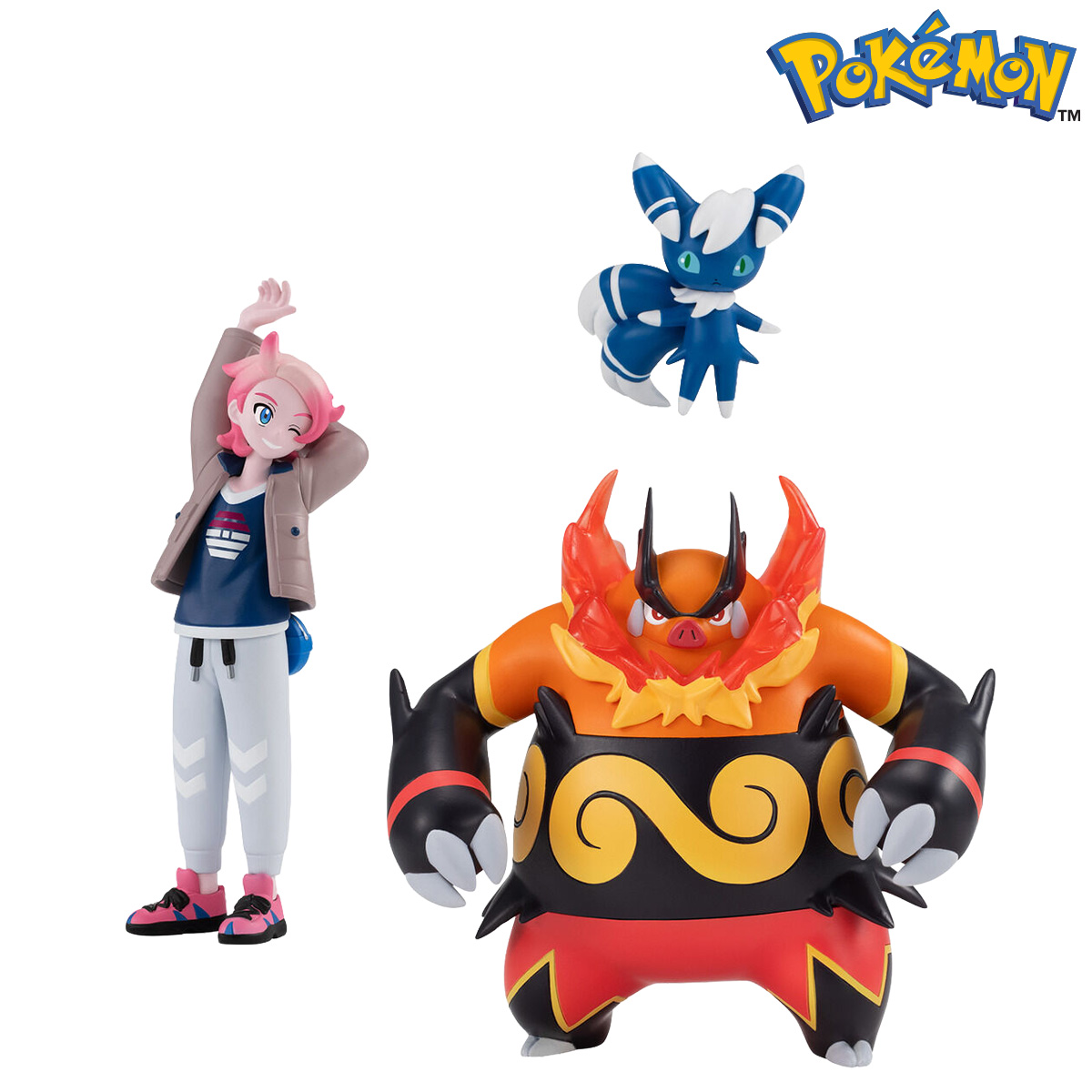 POKÉMON SCALE WORLD LUMIOSE CITY URBAIN & EMBOAR & MEOWSTIC (MALE) W/O GUM