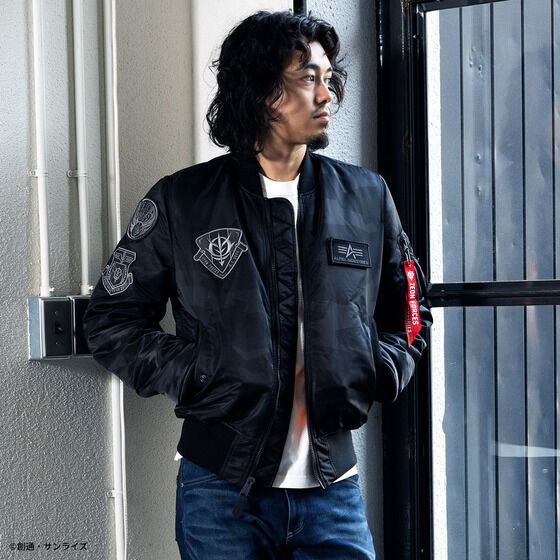 STRICT-G x ALPHA Mobile Suit Gundam Zeon MA-1 Jacket | GUNDAM