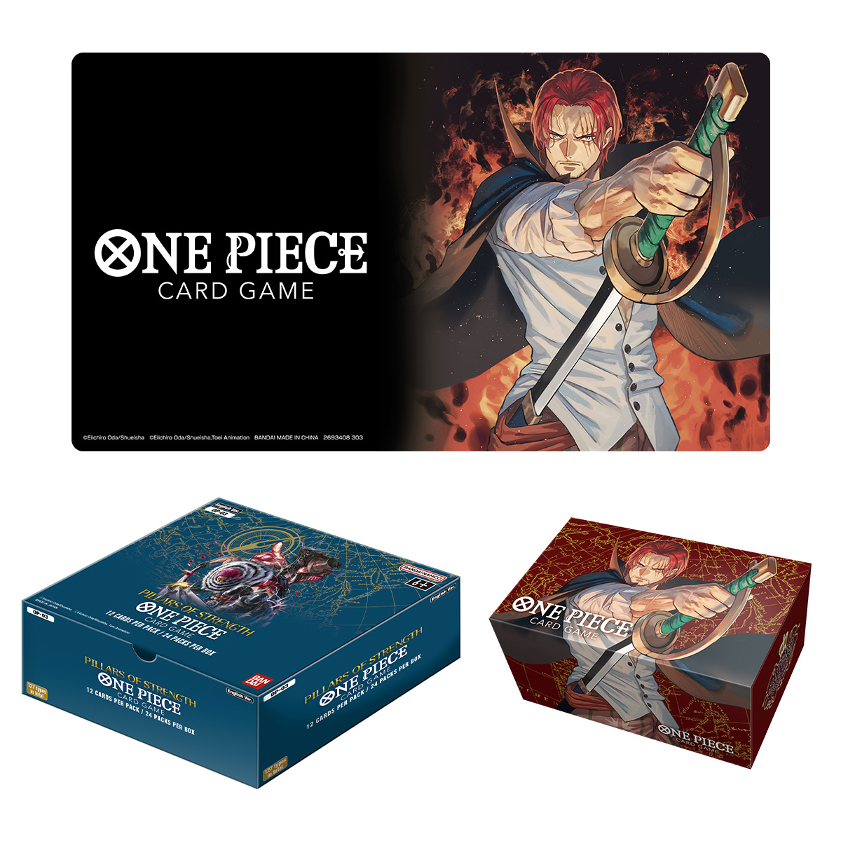 ONE PIECE CARD GAME -PILLARS OF STRENGTH- Booster Box, Playmat