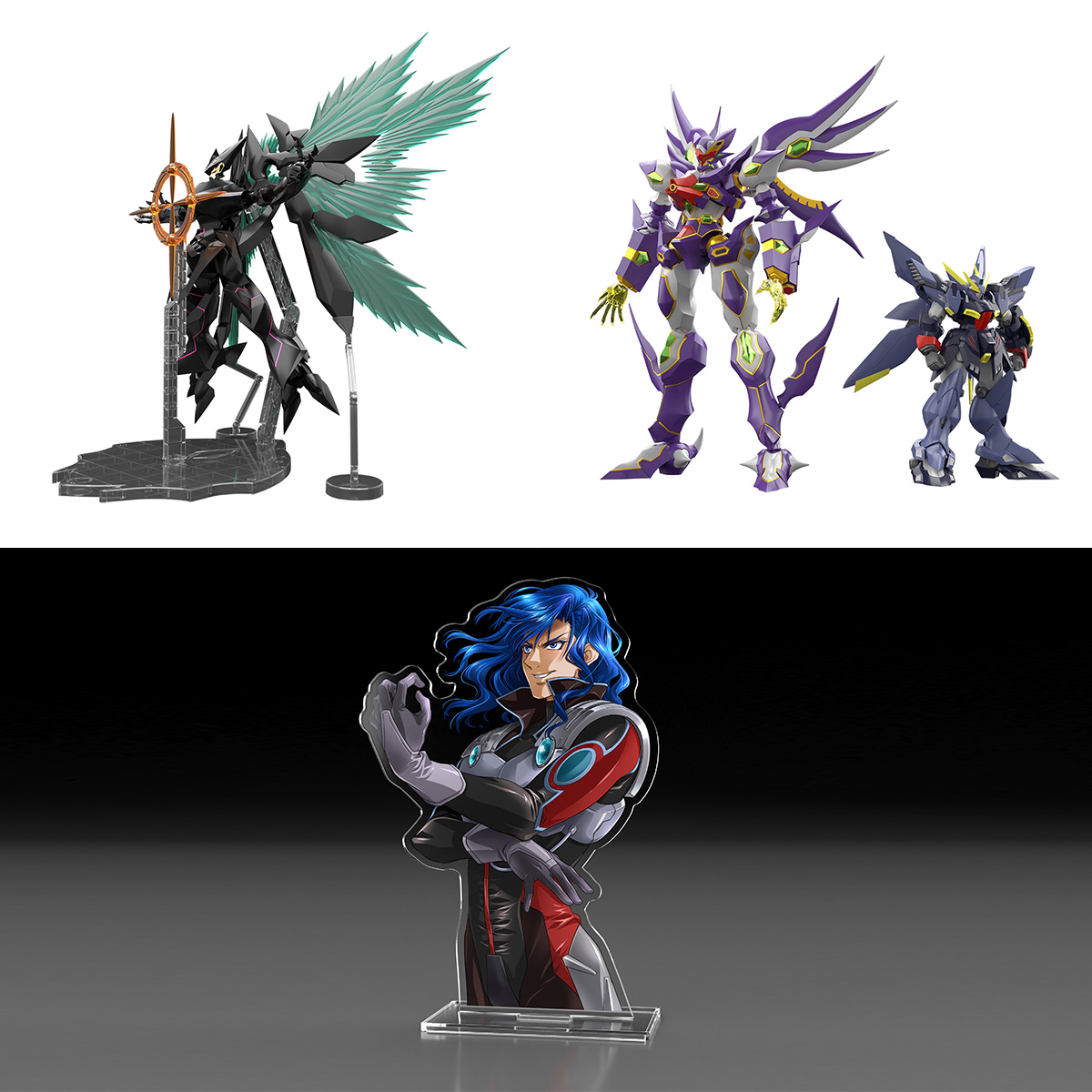 SMP [SHOKUGAN MODELING PROJECT] SUPER ROBOT WARS OG ASTRANAGANT + R-GUN RIVALE & WILDSCHWEIN SET W/O GUM (WITH INGRAM PLISSKEN ACRYLIC STAND)