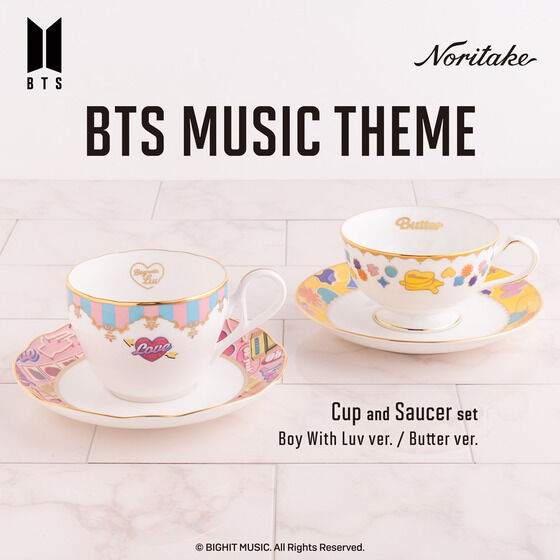 Noritake Cup＆Saucer set BTS Music Theme Boy With Luv ver.／Butter ver.