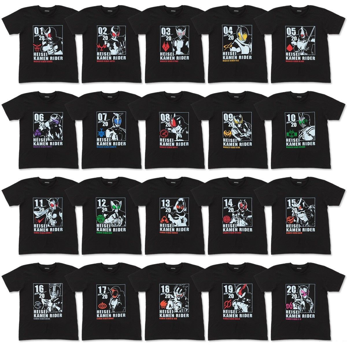 HEISEI RIDER 20th anniversary MOVIE T-shirts