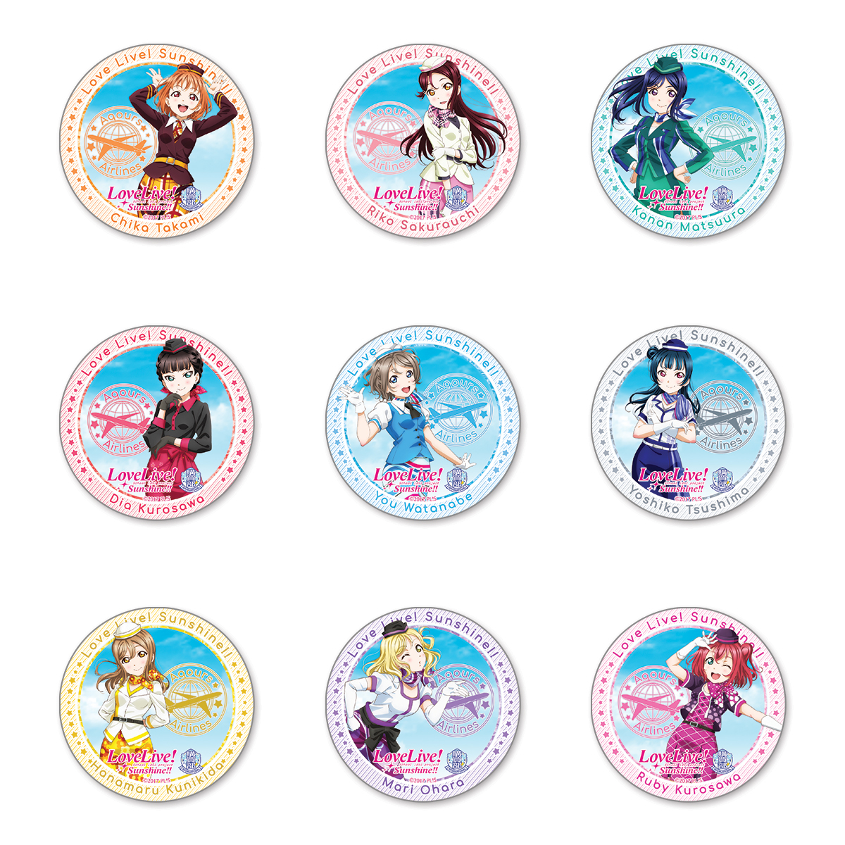 Love Live Sunshine Uranohoshi Girls High School Store International Tin Buttons Vol 7 Set Love Live Premium Bandai Usa Online Store For Action Figures Model Kits Toys And More