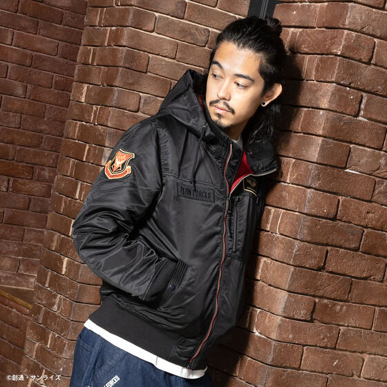 STRICT-G x ALPHA Mobile Suit Gundam Hooded Rib Jacket ZEON