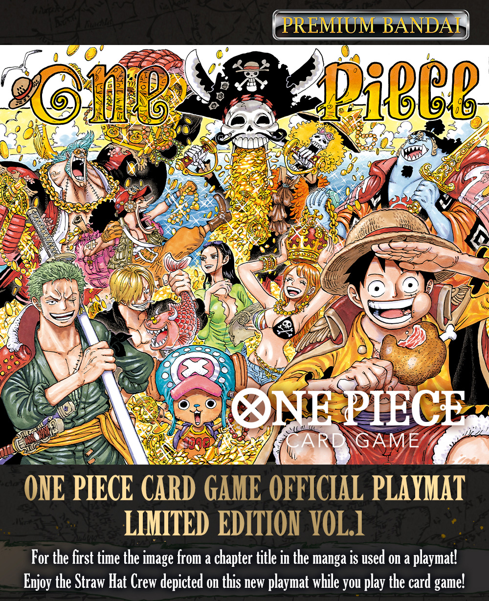 For the first time the image from a chapter title in the manga is used on a playmat!Enjoy the Straw Hat Pirate crew depicted on this new playmat while you play the card game!