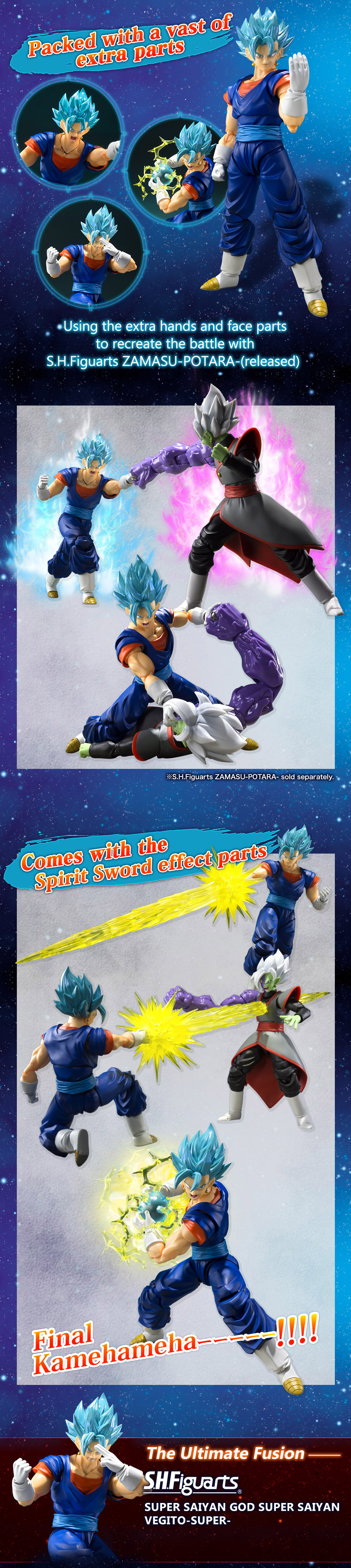 Banpresto Dragon Ball Super Vegito Final Kamehameha Version 4 Super Saiyan  God Super Saiyan Vegito Figure Blue - US