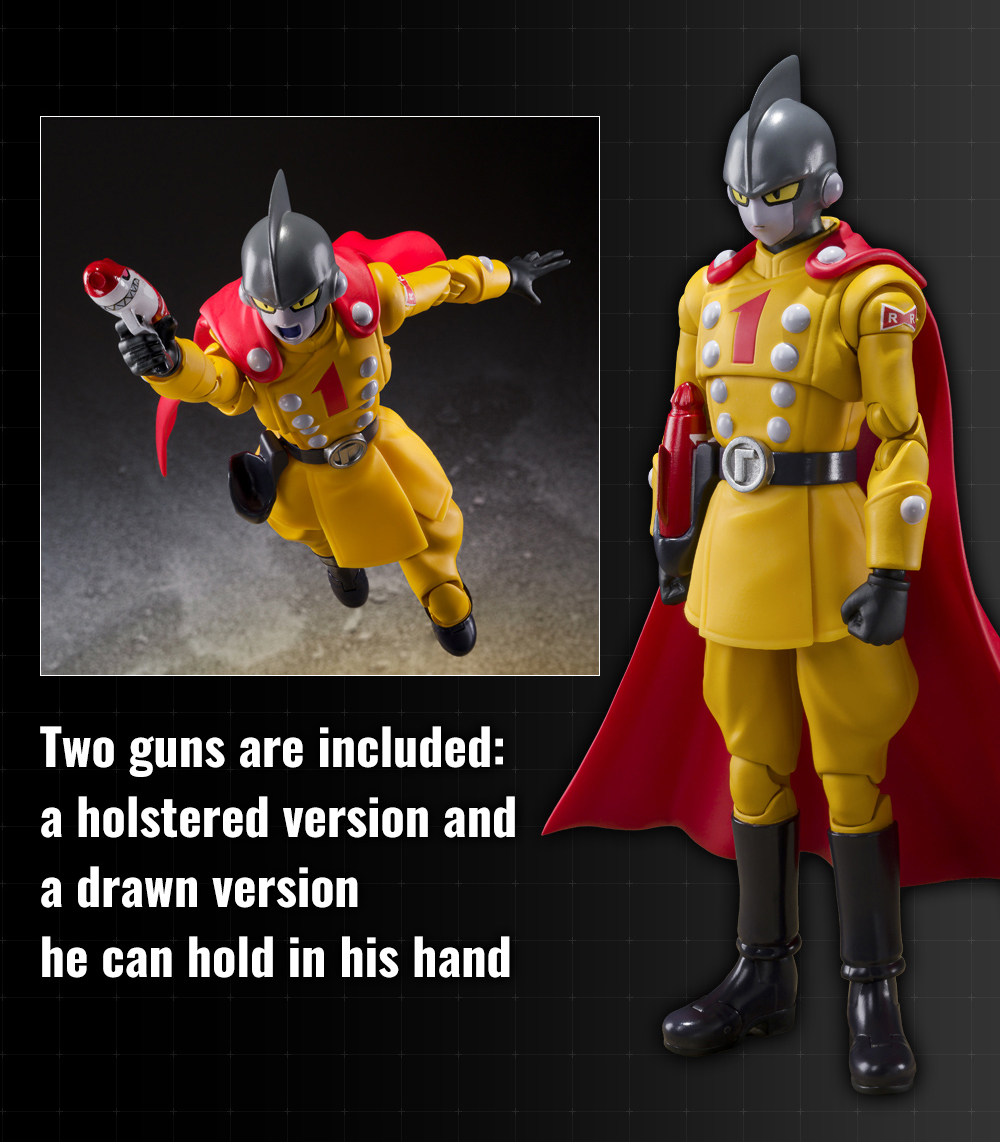Two guns are included: a holstered version and a drawn version he can hold in his hand
