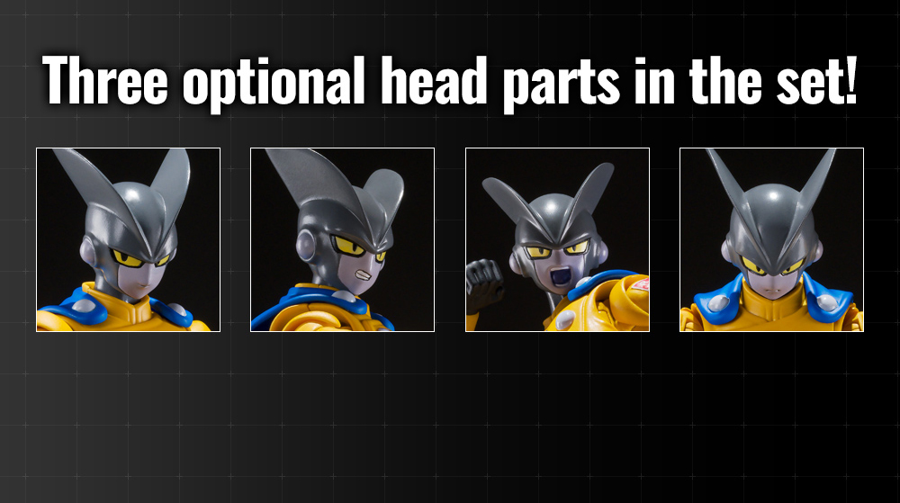 Three optional head parts in the set!