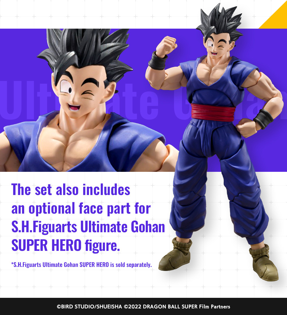 The set also includes an optional face part for S.H.Figuarts Ultimate Gohan SUPER HERO figure.