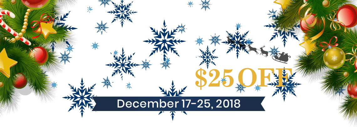 Christmas Sale All Orders $25 OFF December 17-25, 2018